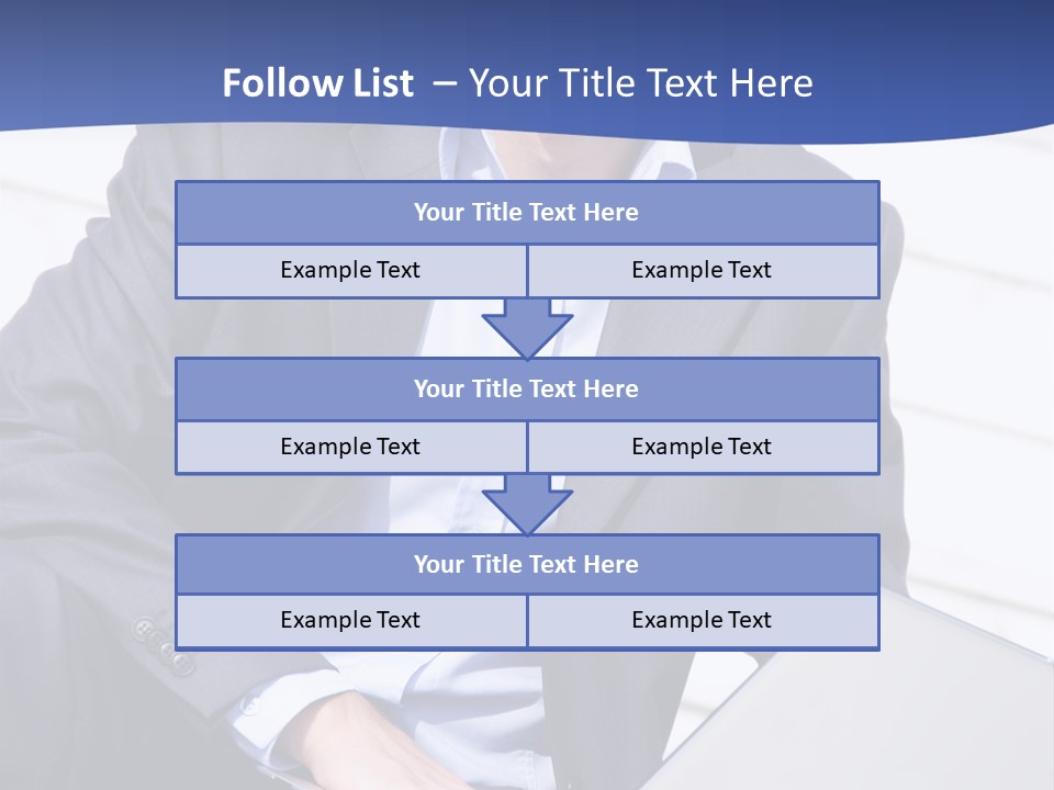 Yong Businessman Sitting On Stairs With Laptop PowerPoint Template