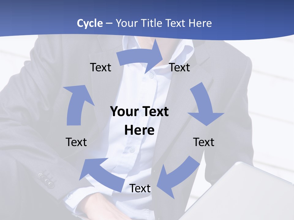 Yong Businessman Sitting On Stairs With Laptop PowerPoint Template