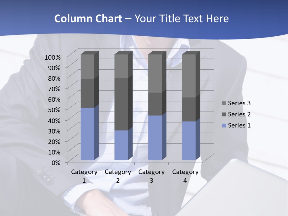 Yong Businessman Sitting On Stairs With Laptop PowerPoint Template