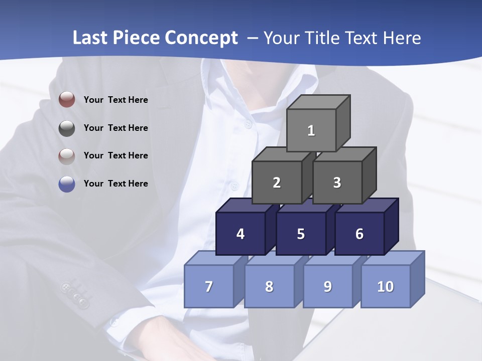 Yong Businessman Sitting On Stairs With Laptop PowerPoint Template