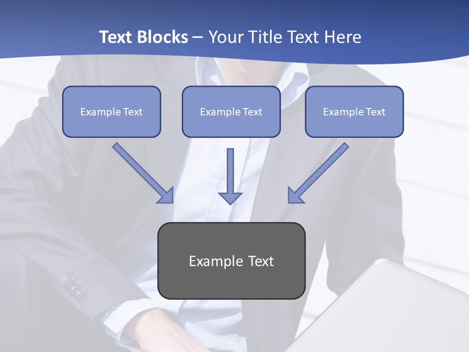 Yong Businessman Sitting On Stairs With Laptop PowerPoint Template