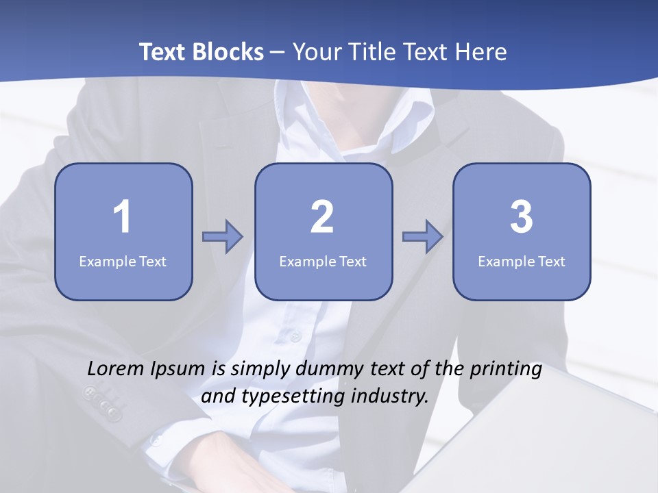 Yong Businessman Sitting On Stairs With Laptop PowerPoint Template