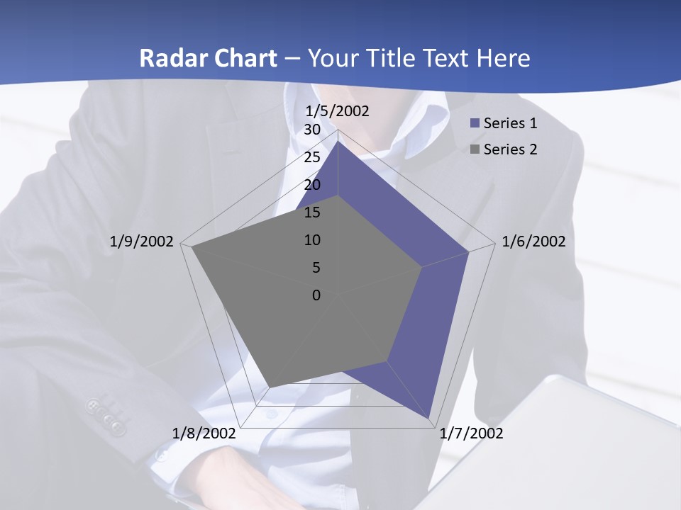 Yong Businessman Sitting On Stairs With Laptop PowerPoint Template