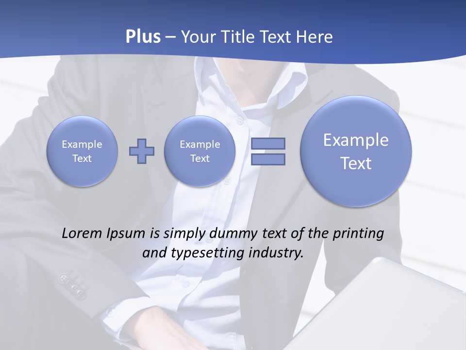 Yong Businessman Sitting On Stairs With Laptop PowerPoint Template