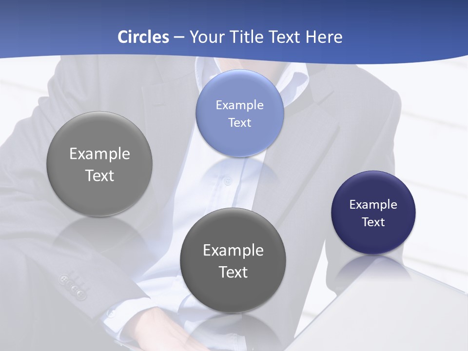 Yong Businessman Sitting On Stairs With Laptop PowerPoint Template