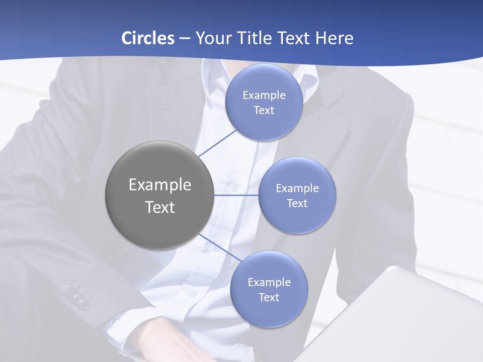 Yong Businessman Sitting On Stairs With Laptop PowerPoint Template