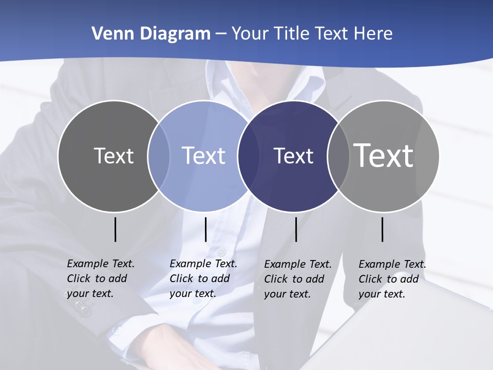 Yong Businessman Sitting On Stairs With Laptop PowerPoint Template