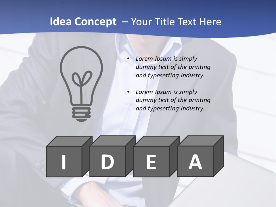 Yong Businessman Sitting On Stairs With Laptop PowerPoint Template