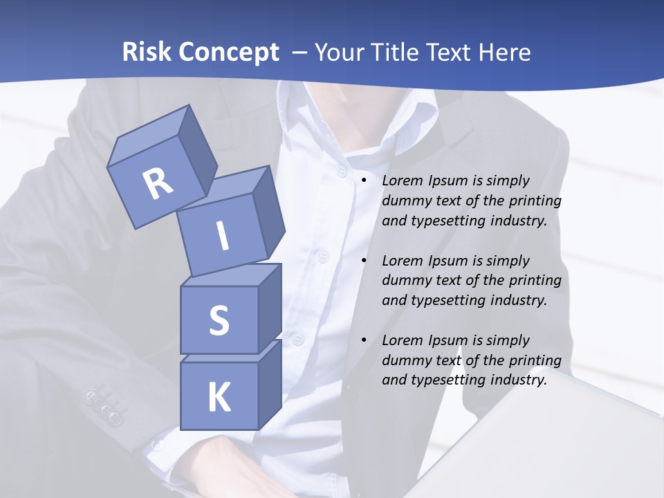 Yong Businessman Sitting On Stairs With Laptop PowerPoint Template