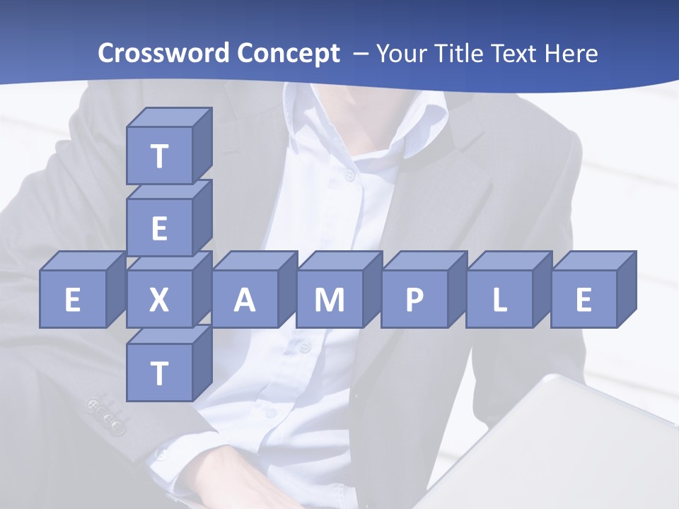 Yong Businessman Sitting On Stairs With Laptop PowerPoint Template