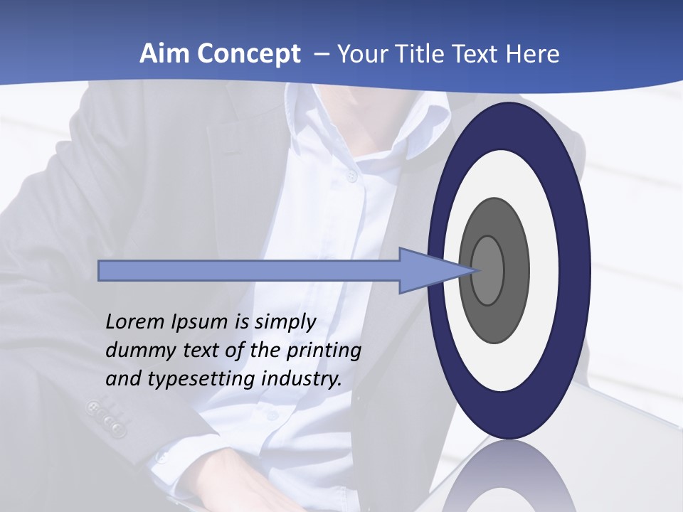 Yong Businessman Sitting On Stairs With Laptop PowerPoint Template