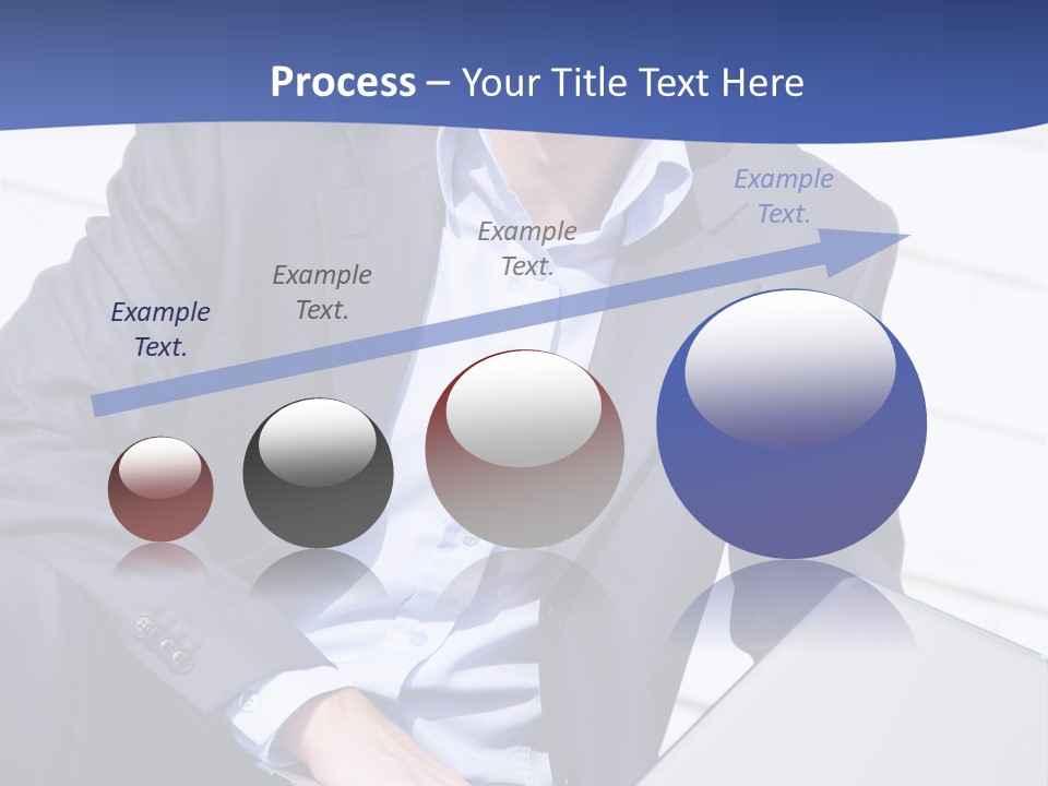 Yong Businessman Sitting On Stairs With Laptop PowerPoint Template