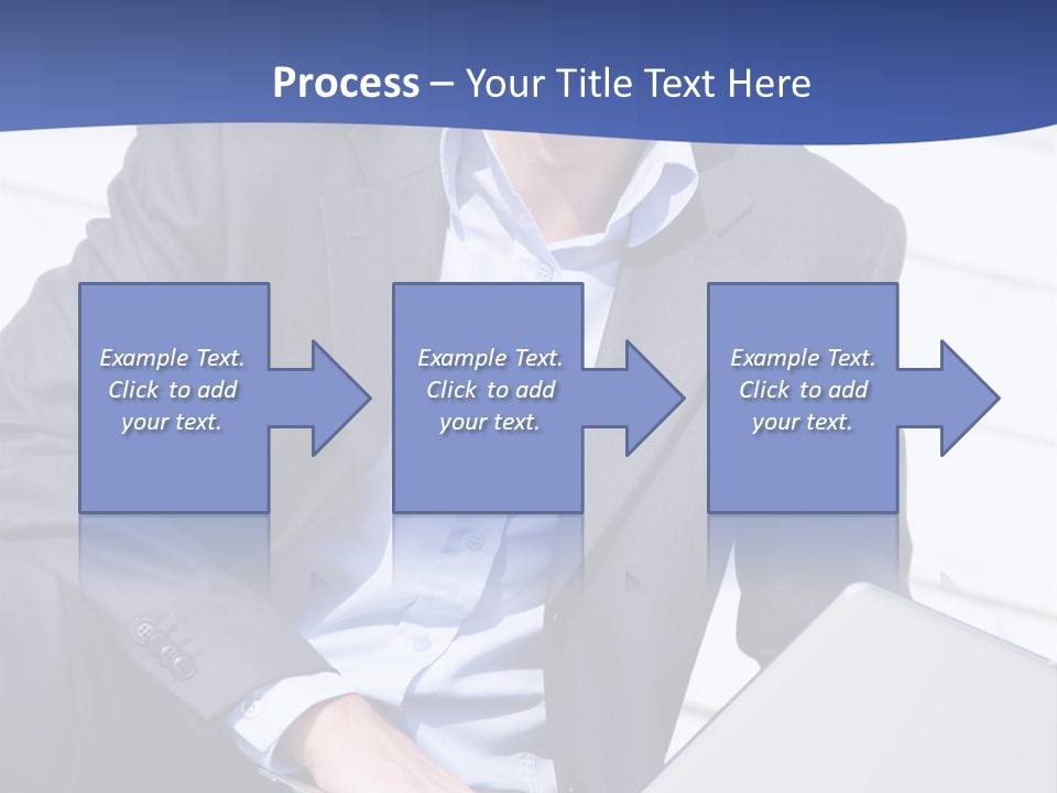 Yong Businessman Sitting On Stairs With Laptop PowerPoint Template