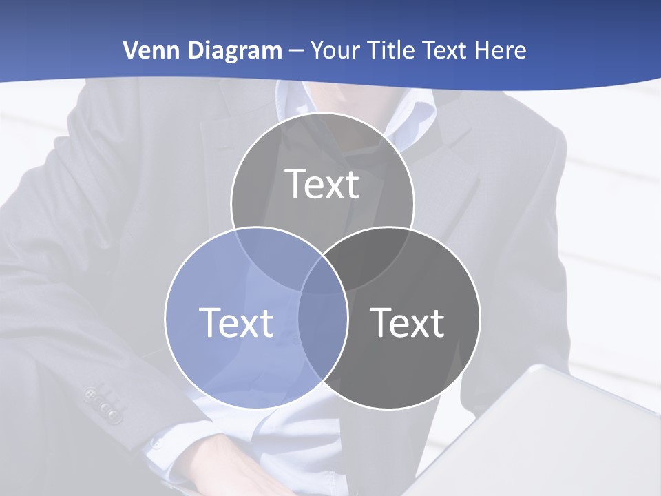 Yong Businessman Sitting On Stairs With Laptop PowerPoint Template