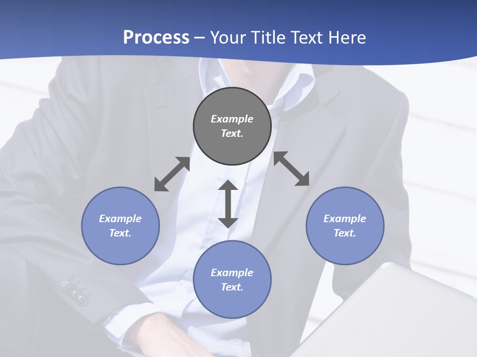 Yong Businessman Sitting On Stairs With Laptop PowerPoint Template