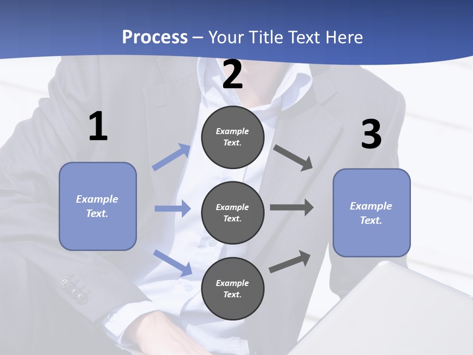 Yong Businessman Sitting On Stairs With Laptop PowerPoint Template