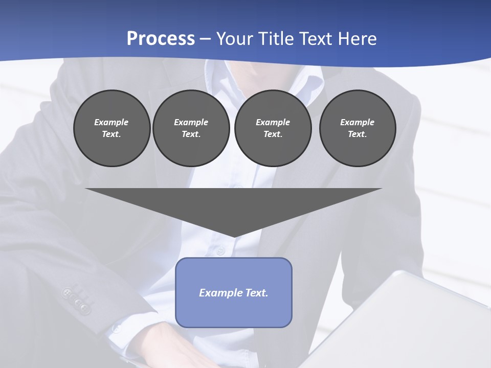 Yong Businessman Sitting On Stairs With Laptop PowerPoint Template