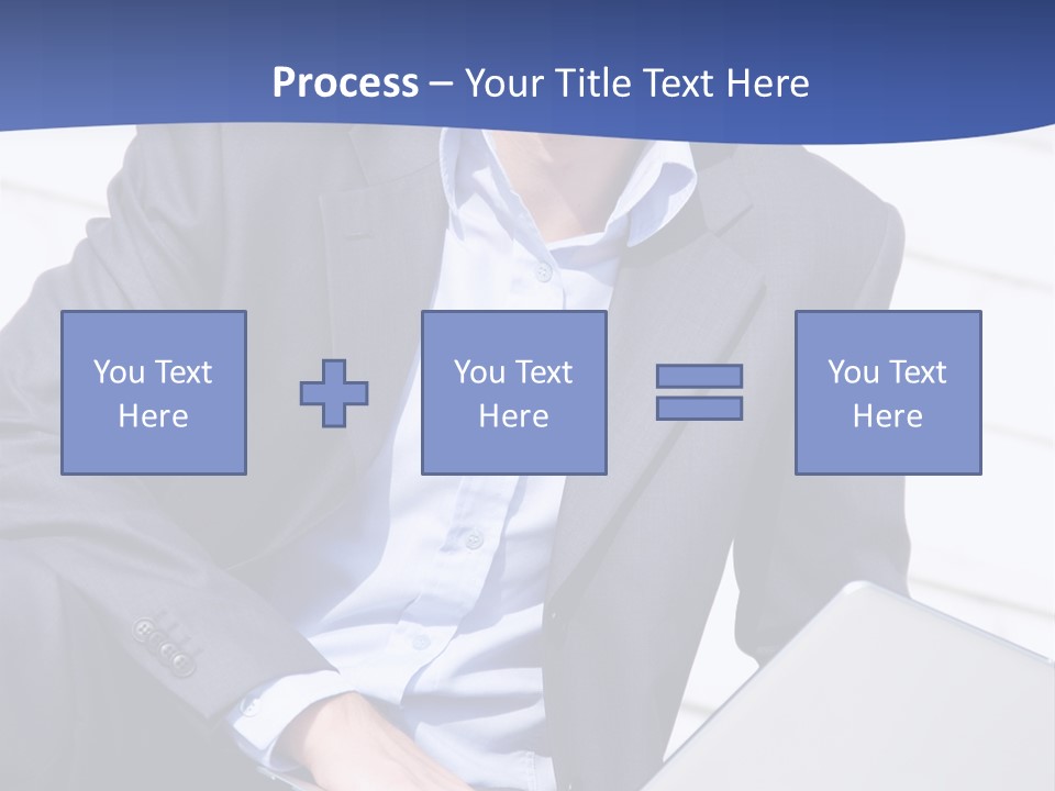 Yong Businessman Sitting On Stairs With Laptop PowerPoint Template