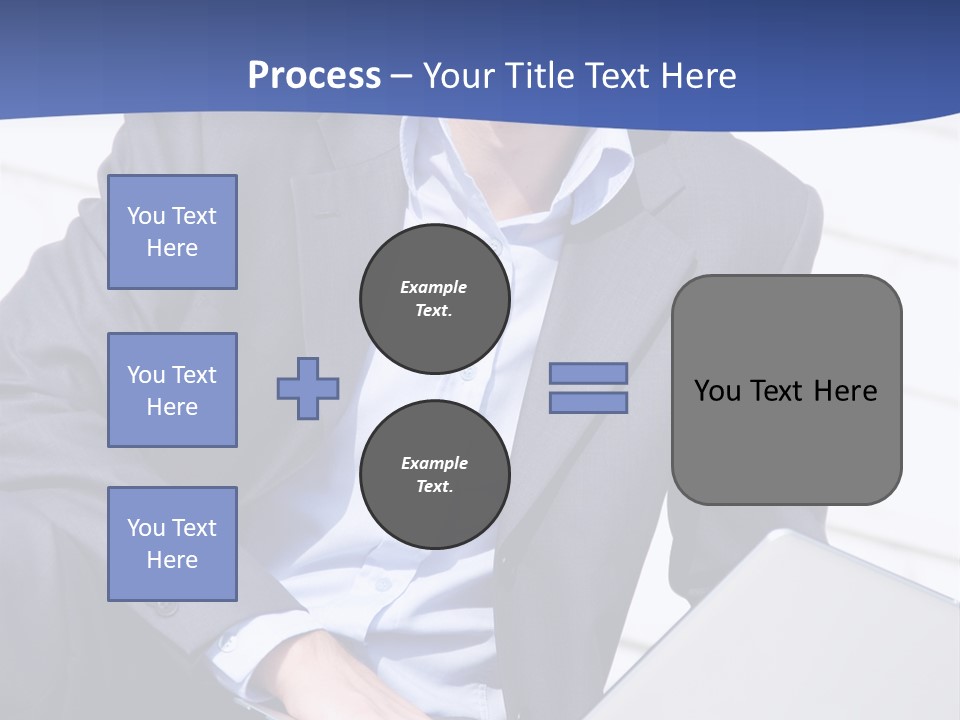 Yong Businessman Sitting On Stairs With Laptop PowerPoint Template