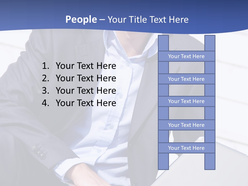 Yong Businessman Sitting On Stairs With Laptop PowerPoint Template