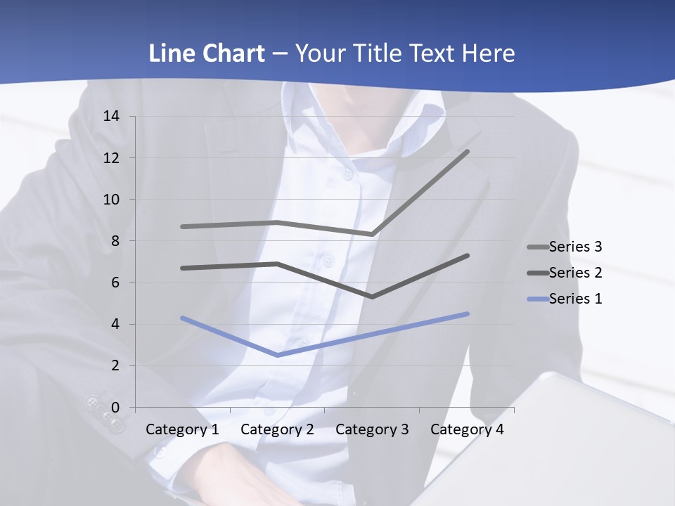 Yong Businessman Sitting On Stairs With Laptop PowerPoint Template