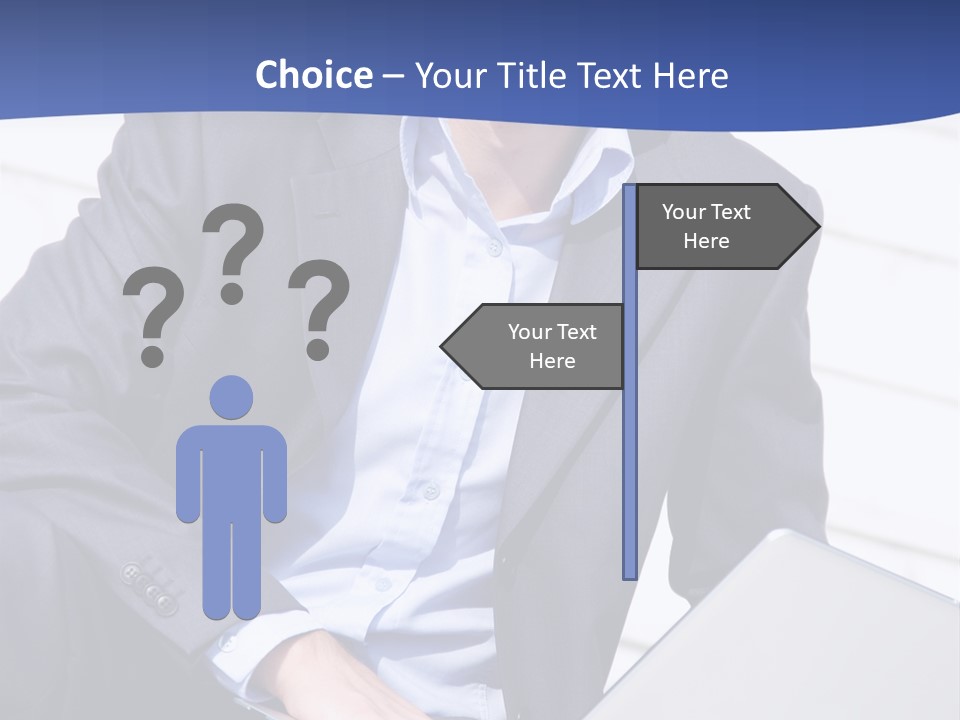 Yong Businessman Sitting On Stairs With Laptop PowerPoint Template