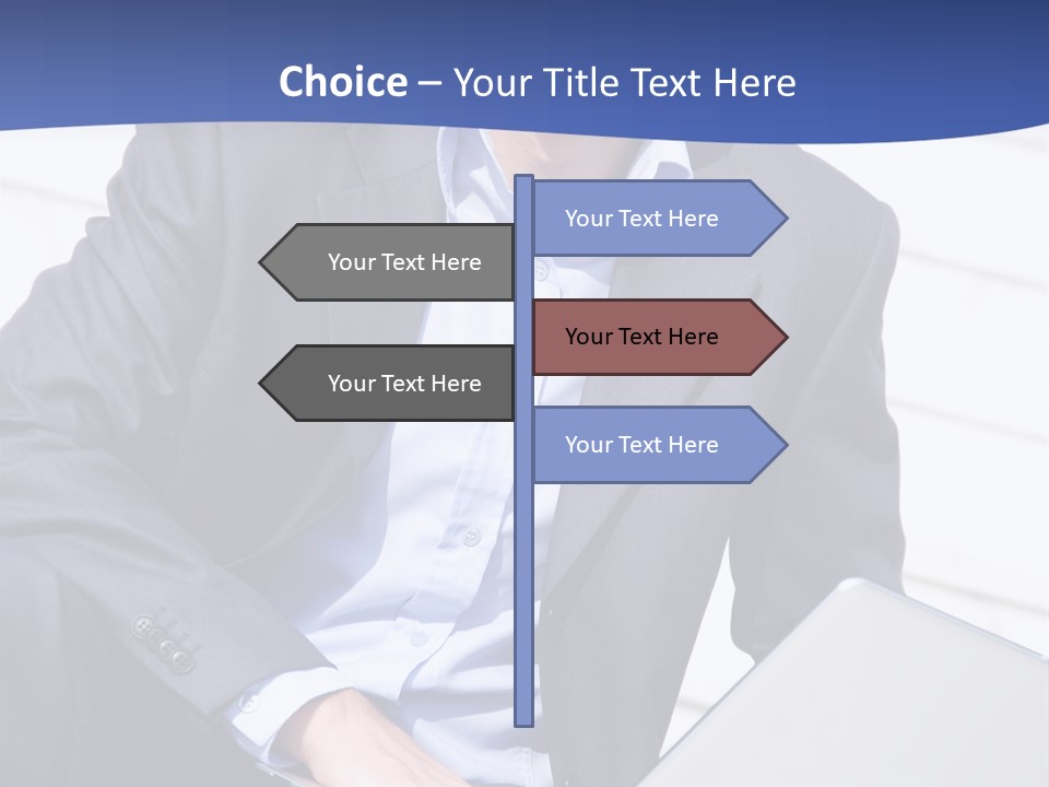 Yong Businessman Sitting On Stairs With Laptop PowerPoint Template