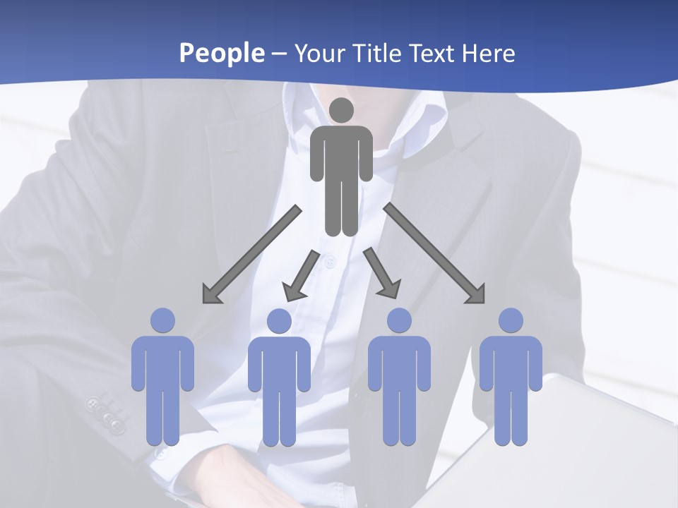 Yong Businessman Sitting On Stairs With Laptop PowerPoint Template