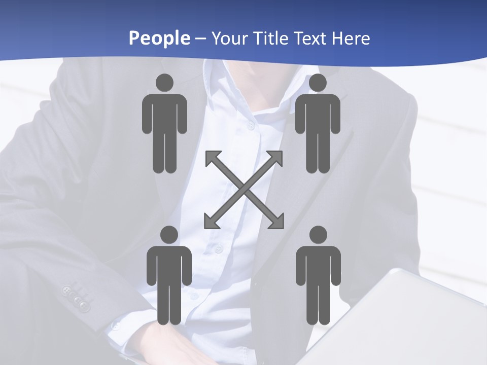 Yong Businessman Sitting On Stairs With Laptop PowerPoint Template