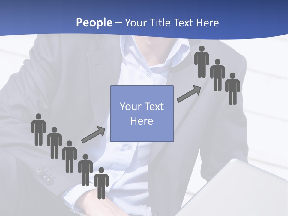 Yong Businessman Sitting On Stairs With Laptop PowerPoint Template