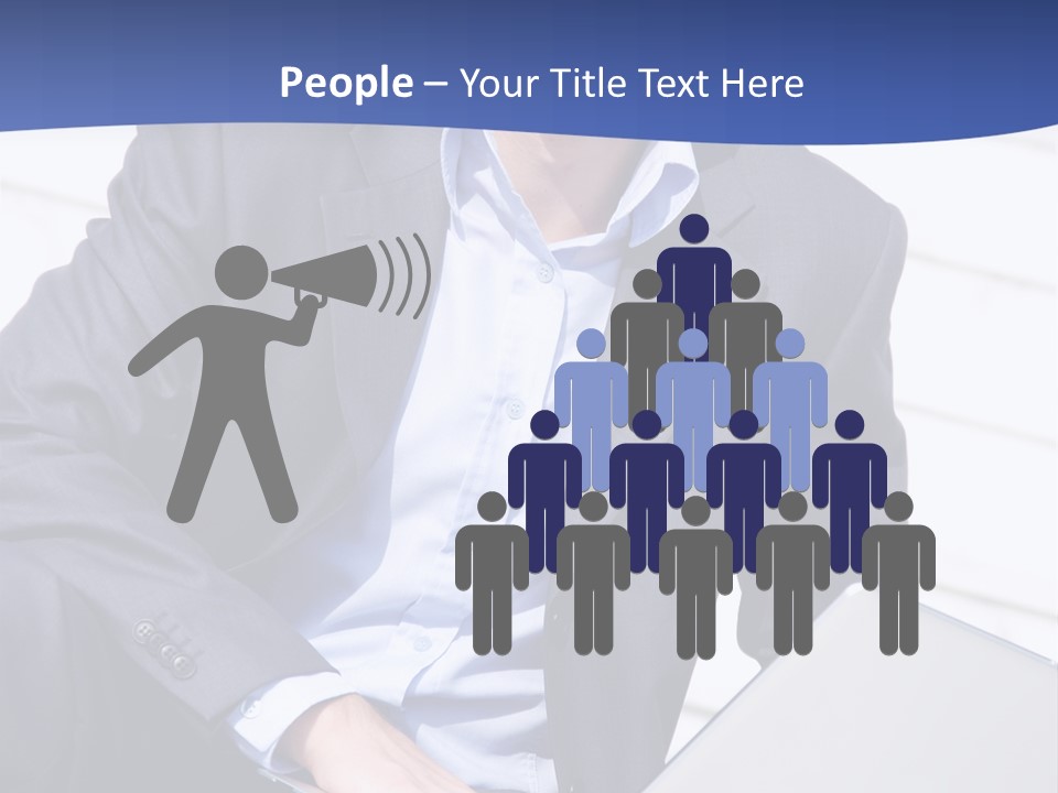 Yong Businessman Sitting On Stairs With Laptop PowerPoint Template