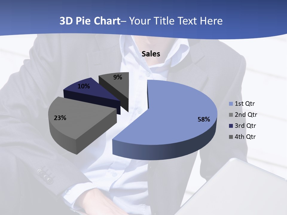 Yong Businessman Sitting On Stairs With Laptop PowerPoint Template