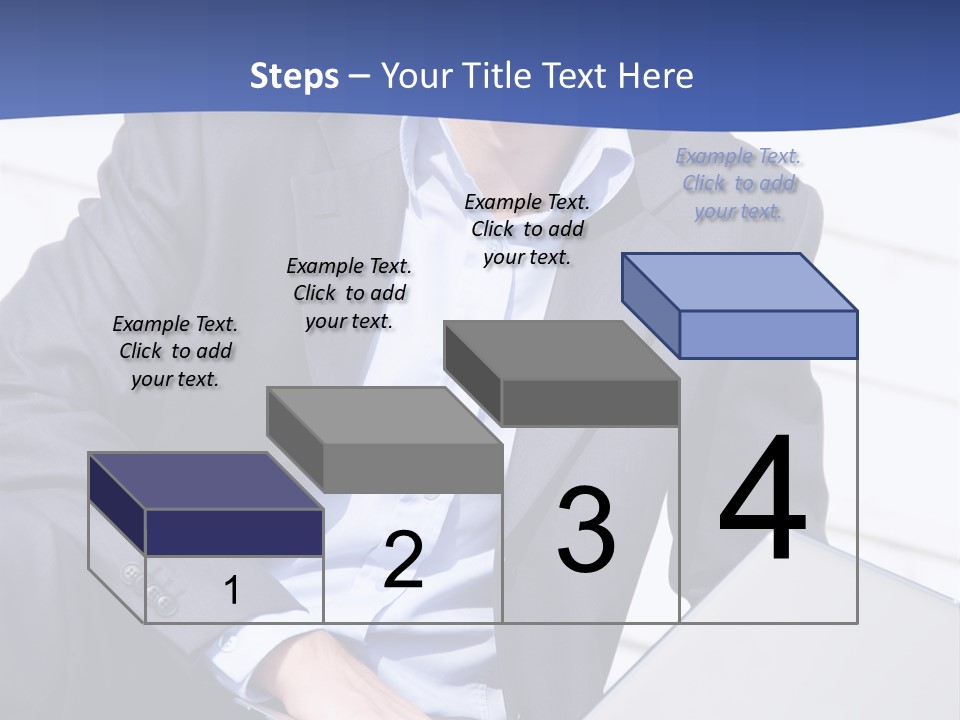 Yong Businessman Sitting On Stairs With Laptop PowerPoint Template