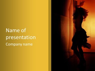 Woman Dancing Samba In Dark Red Room PowerPoint Template