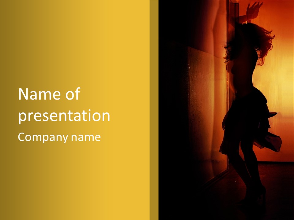 Woman Dancing Samba In Dark Red Room PowerPoint Template