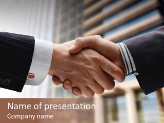 Business Handshake Over Blurry Background PowerPoint Template