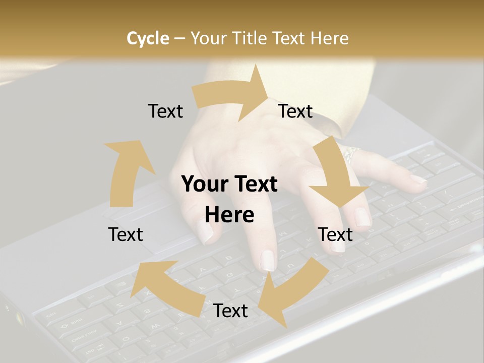 A Woman Is Typing On A Laptop Computer PowerPoint Template