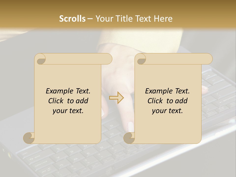 A Woman Is Typing On A Laptop Computer PowerPoint Template