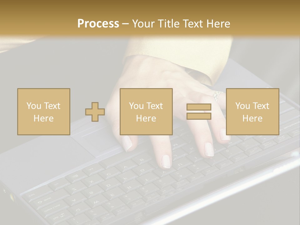 A Woman Is Typing On A Laptop Computer PowerPoint Template