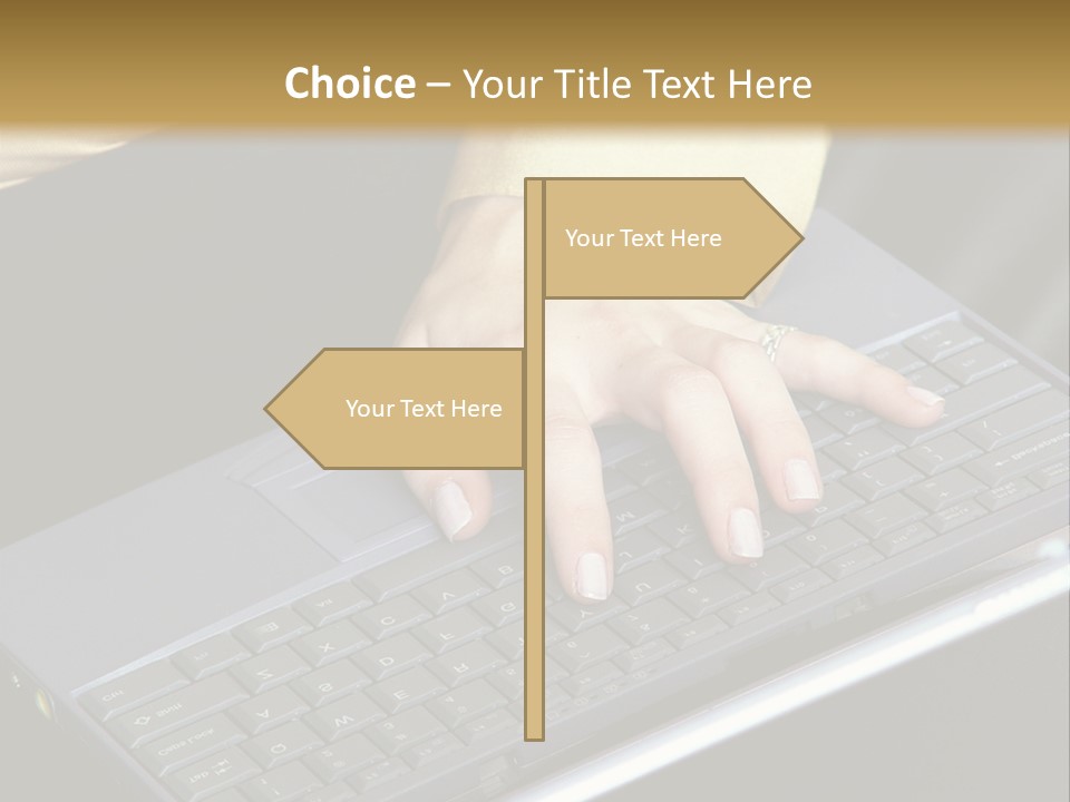 A Woman Is Typing On A Laptop Computer PowerPoint Template