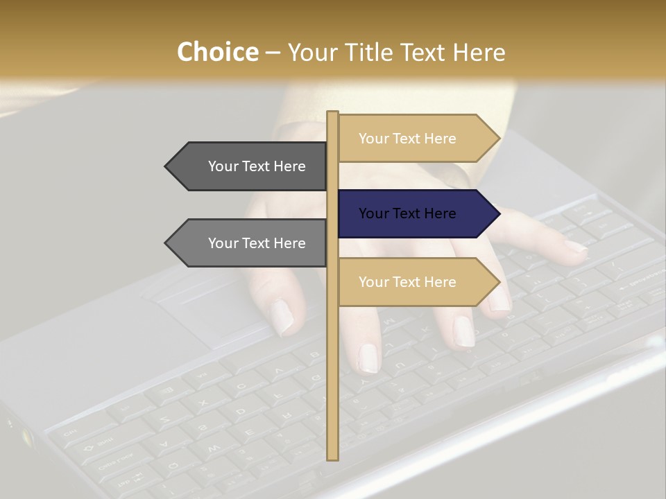 A Woman Is Typing On A Laptop Computer PowerPoint Template