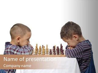 Two Brothers Playing Chess PowerPoint Template