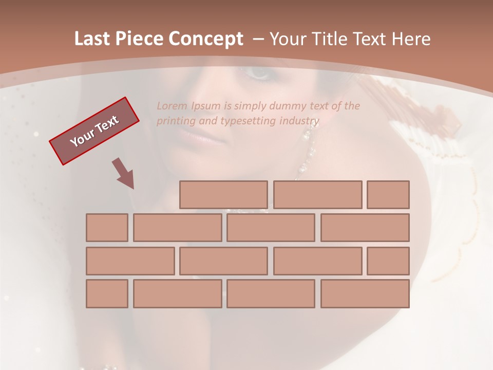 Bride Sitting On Floor Looking Up At Camera. Soft Dreamy Look, Sharp Eyes And Facial Features PowerPoint Template