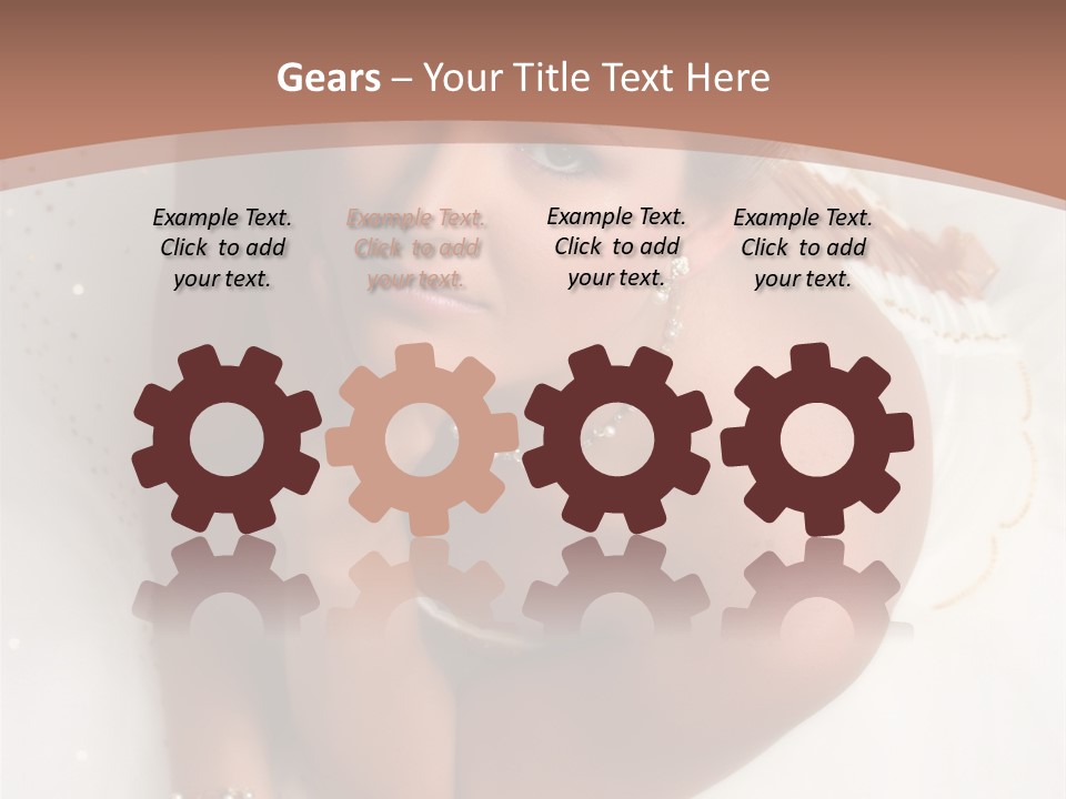 Bride Sitting On Floor Looking Up At Camera. Soft Dreamy Look, Sharp Eyes And Facial Features PowerPoint Template