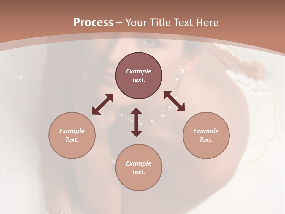 Bride Sitting On Floor Looking Up At Camera. Soft Dreamy Look, Sharp Eyes And Facial Features PowerPoint Template