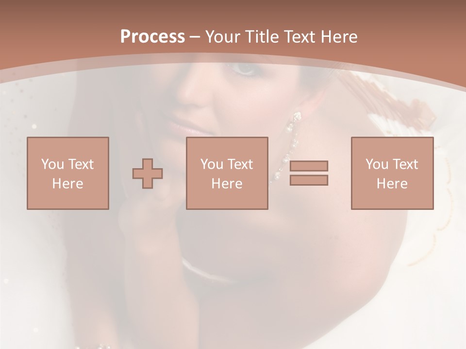 Bride Sitting On Floor Looking Up At Camera. Soft Dreamy Look, Sharp Eyes And Facial Features PowerPoint Template