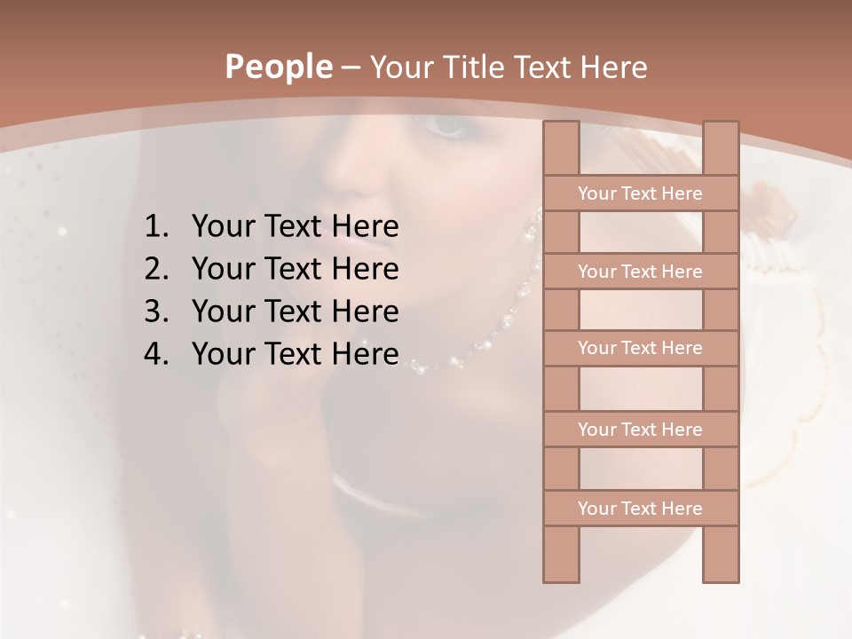 Bride Sitting On Floor Looking Up At Camera. Soft Dreamy Look, Sharp Eyes And Facial Features PowerPoint Template