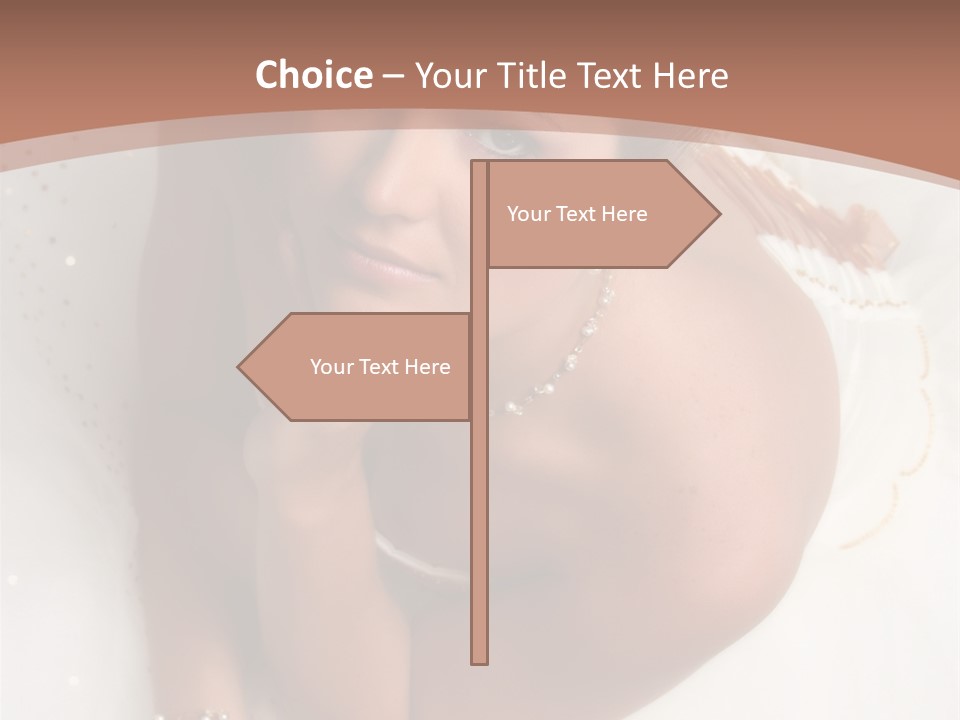 Bride Sitting On Floor Looking Up At Camera. Soft Dreamy Look, Sharp Eyes And Facial Features PowerPoint Template