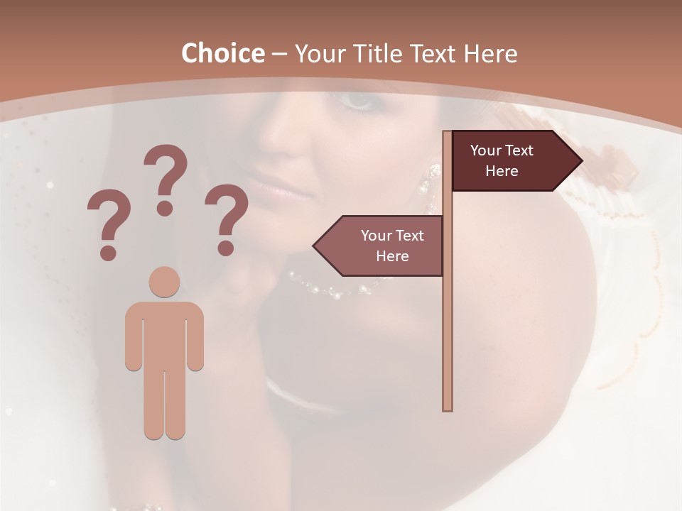 Bride Sitting On Floor Looking Up At Camera. Soft Dreamy Look, Sharp Eyes And Facial Features PowerPoint Template