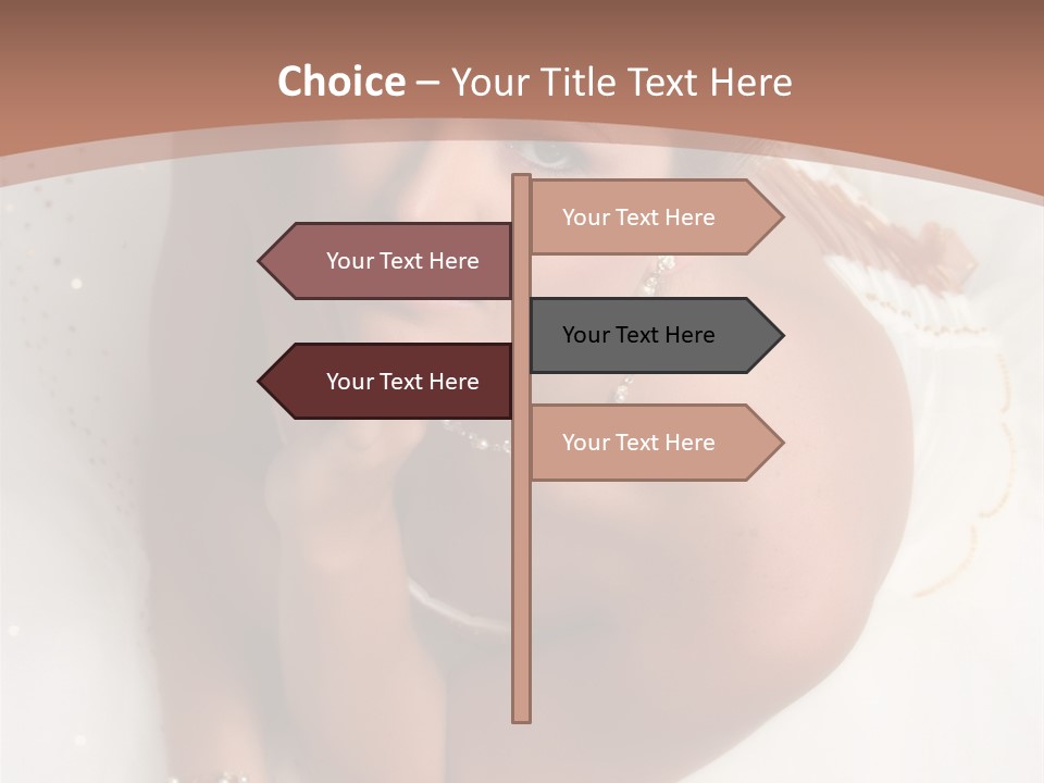 Bride Sitting On Floor Looking Up At Camera. Soft Dreamy Look, Sharp Eyes And Facial Features PowerPoint Template